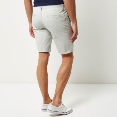 Grey slim fit chino shorts